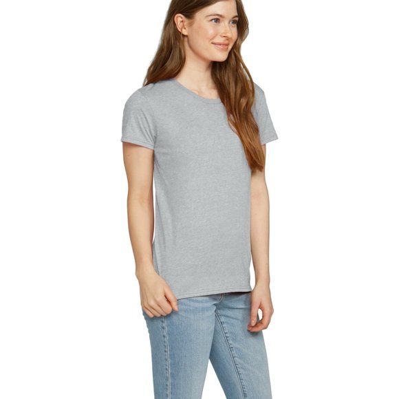 Women's Basics Cotton T-Shirt Crew Neck Short Sleeve Solid Knit Plain Top - Picture 3 of 8